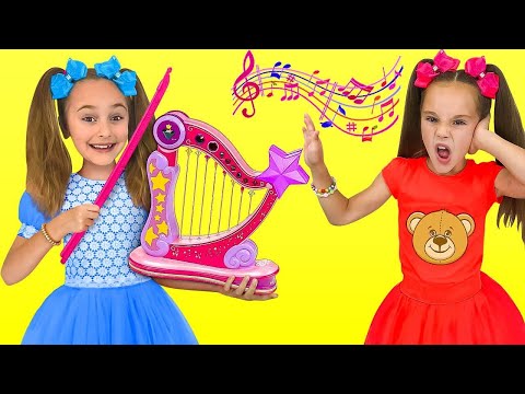 Sasha and friends play music band & sing kids songs