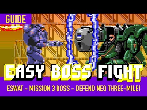 How to Defeat ESWAT City Under Siege Boss Mission 3 Defend Neo Three-Mile - Sega Genesis