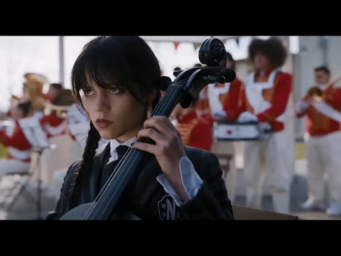 Wednesday Addams plays The Cello - Wednesday burns Joseph Crackstone's Statue - Wednesday(2022)