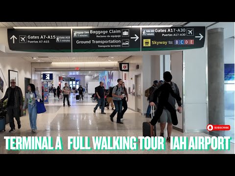 Complete IAH Terminal A Walking Tour 2025: Airlines, Security & All Gates (A1-A30) (4K)