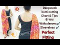 Deep Neck Kurti Cutting With Chart