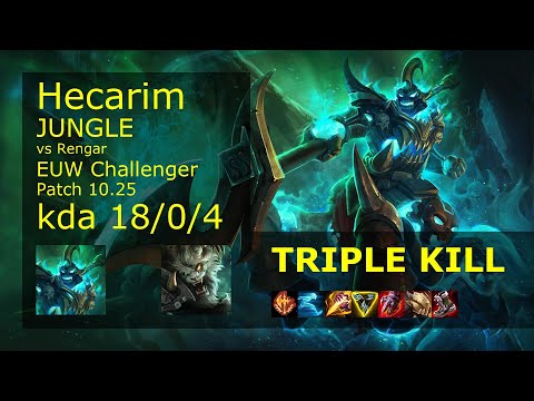 Hecarim vs Rengar Jungle - EUW Challenger 18/0/4 Patch 10.25 Gameplay