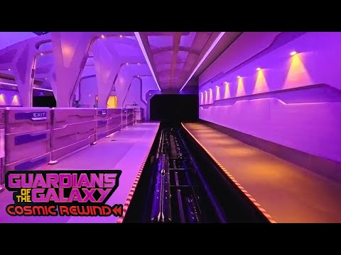 Front row point of view footage of Guardians of the Galaxy: Cosmic Rewind