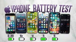 iPhone 16e Ultimate Battery Life Drain Test! (16 vs 15 vs 14 vs SE3)