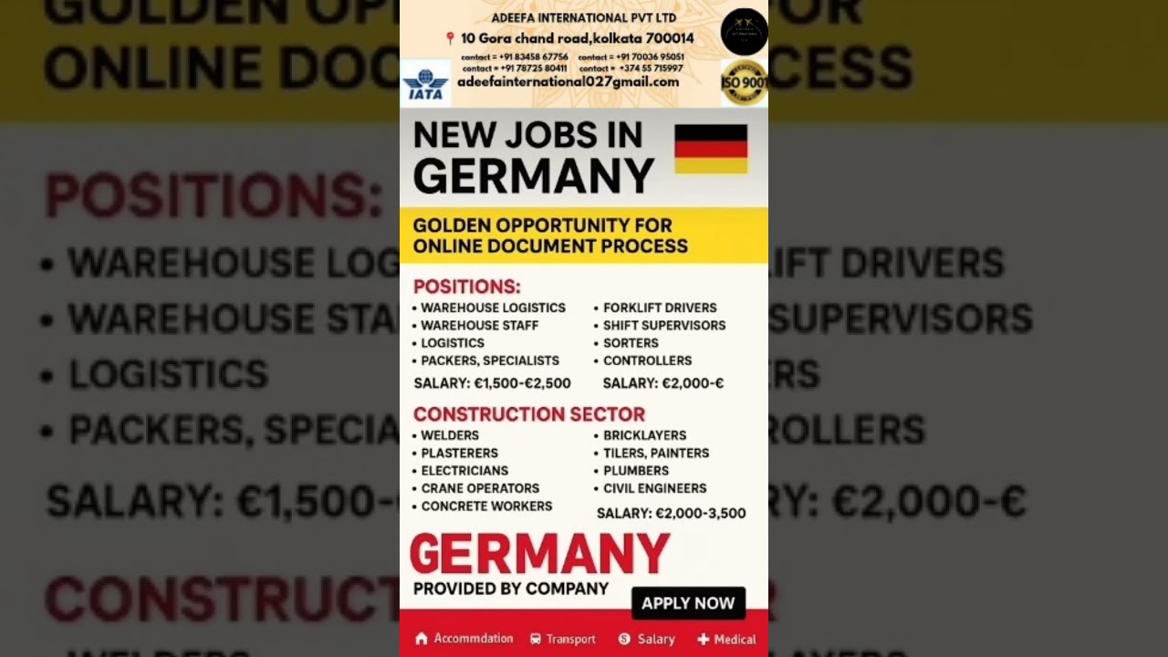 🇩🇪 New Job Vacancies in Germany 2025 | High Salary & Free Benefits | Apply Now.