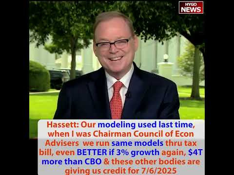 Hassett: Our modeling used last time, BETTER 3% growth $4T; Smith BBB: 40M, 91% benefit No Tax
