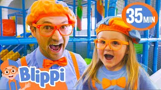 Blippi and Hometown Hero Layla Visit an Indoor Playground! | BEST OF BLIPPI TOYS!