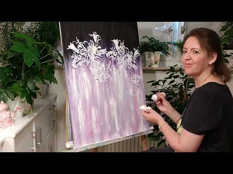 MAGICAL LILIES 🌺 Acrylmalerei Christiane Schwarz 🎨 Glitzerbild mit Lilien 🎨 acrylic lily painting