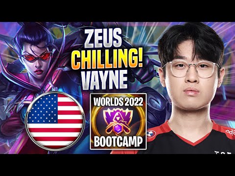 ZEUS CHILLING WITH VAYNE! - T1 Zeus Plays Vayne TOP vs Olaf! | Bootcamp 2022