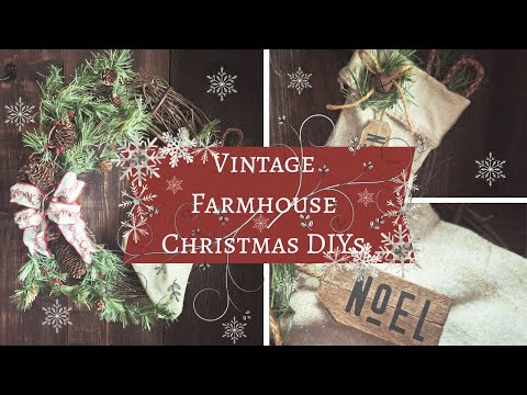 Vintage Farmhouse Christmas DIYs. Christmas In July No Sew Stocking and Christmas Wreath Tutorial! 🎄