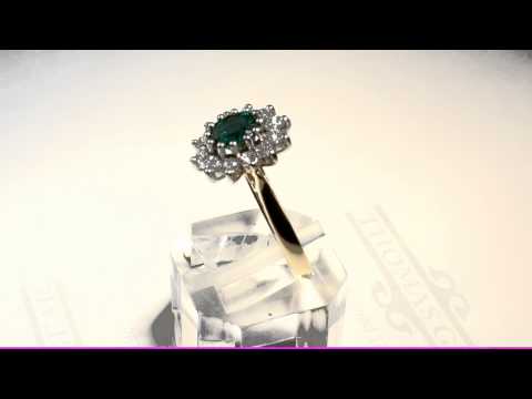 Thomas Gear Jewellers -  18k Yellow Gold Diamond and Emerald Cluster Ring .36ct (01-09-123)