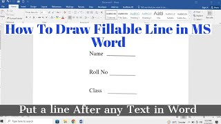 How To Draw a Fillable Line in MS Word | Insert Line in Front Of Text in Microsoft Word