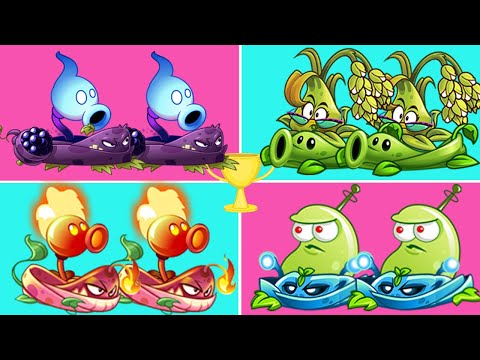 Team (pyrevine + Fire Peashooter) Vs 03 Team plants Max Level - Who will win？- PvZ 2 Team Plant