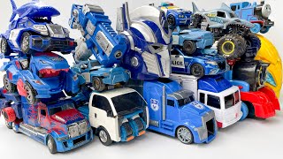 EXTRA BLUE TRANSFORMERS CAR: TRAIN EXCAVATOR LOAD &TRANSPORT CRANE BUS AMBULANCE Robot Accident Toys