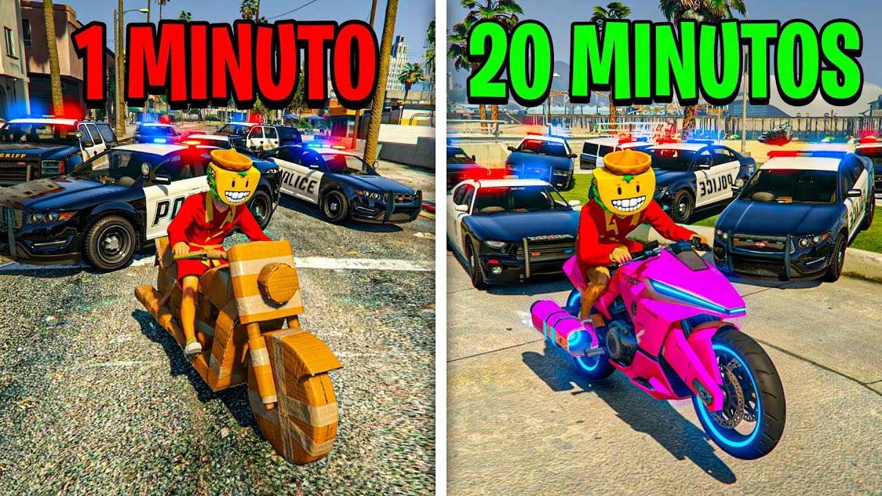 ESCAPANDO de la POLICÍA pero mi MOTO MEJORA cada MINUTO!! BRUTAL! - GTA 5 ONLINE
