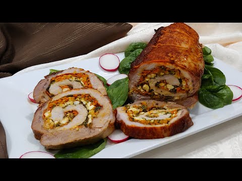 PORK LOIN STUFFED WITH SPINACH AND FETA | STUFFED PORK LOIN
