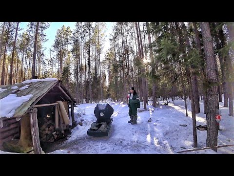 В тайгу по лесным избам на мотособаке Ураган толкач, весенняя рыбалка/ 2часть