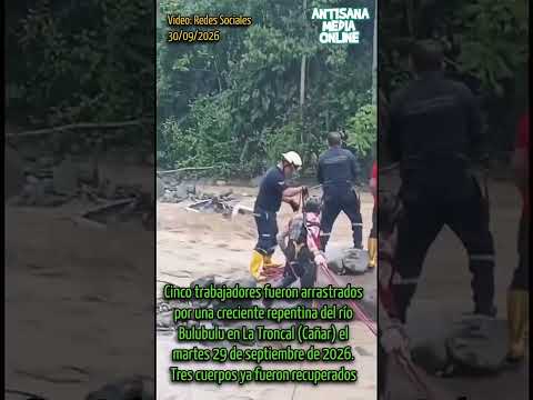 Cinco trabajadores fueron arrastrados por una creciente repentina del río Bulubulu en La Troncal