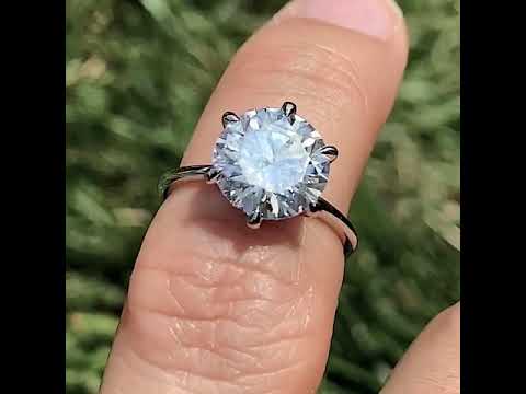 Petite Round Brilliant Moissanite Solitaire Ring - sol448