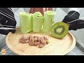 Kiwi Ice Cream Rolls How To Make Satisfying DIY Ice Cream Tapping Scratching Eating ASMR 4k