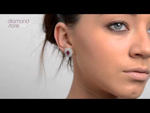 H4480 - Ruby 0.90CT And Diamond 9K White Gold Earrings