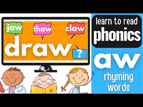 aw Word List | Learn to Read | Phonics Flash Cards Kindergarten & School Help | Reading Sight Words