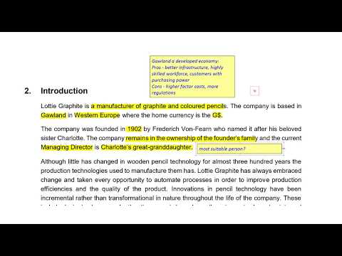 CIMA OCS February 2020 Pre-seen Analysis Video 1 - Lottie Graphite