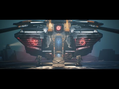 Archangel spaceship rear door opening( UE5 cinematics & niagara smoke effects)