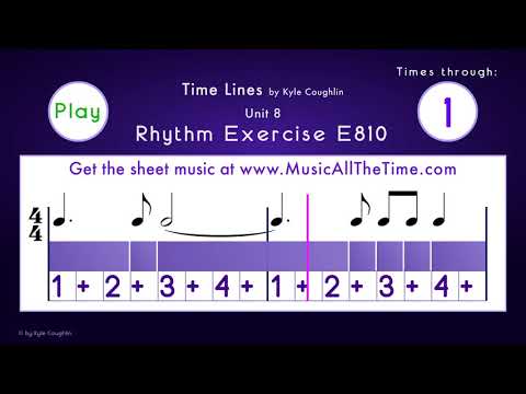 Ties Over Measure Lines In 4/4 - Rhythm Exercise E810 Time Lines