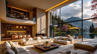 Serene Jazz & A Lakeside Forest Setting For Relaxation - Relaxing Jazz In A Luxury Lakeside Lounge