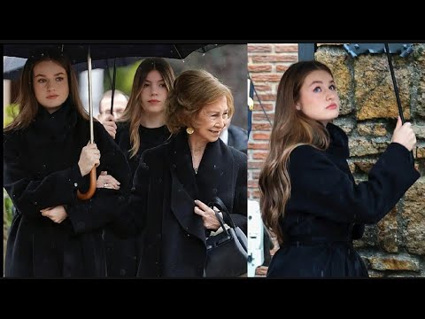 Princess leonor amd infanta sofia at funeral of their great aunt