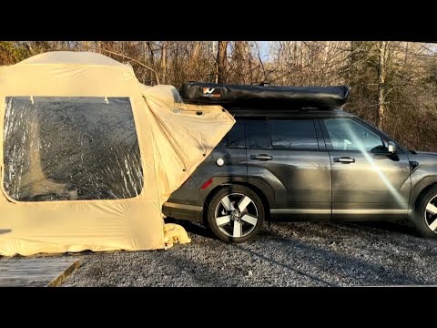 Overnight Mountain Escape: Car Camping with a Pop-Up Tent Lounge.”