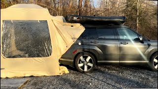 Overnight Mountain Escape: Car Camping with a Pop-Up Tent Lounge.”