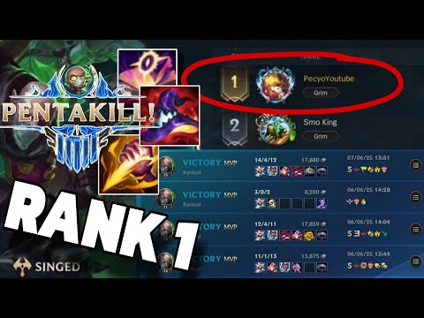 Pentakill Full AP Singed Jungle Gameplay - Race to Rank 1 EP5