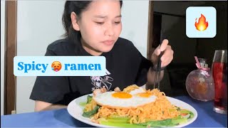 Korean Spicy 🥵 ramen and sunny side up🍜//Mukbang#video 