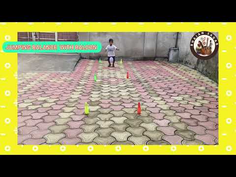 Jumping Balance With Baloon Funny Exercise for Children 