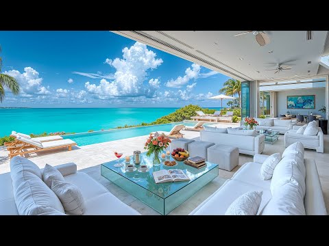 Upbeat Bossa Nova at Seaside Cafe Ambience ~ Relaxing Morning Jazz & Ocean Sounds to Work, Study