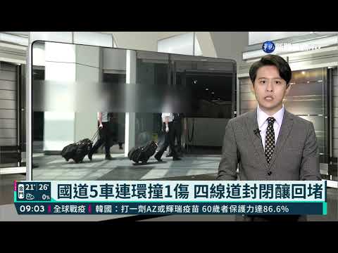 國道5車連環撞1傷 四線道封閉釀回堵