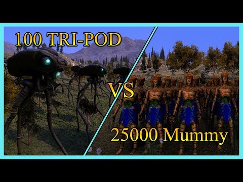 100 ALIEN TRI-POD vs 25000 MUMMY - Power struggle -  Ultimate Epic Battle Simulator