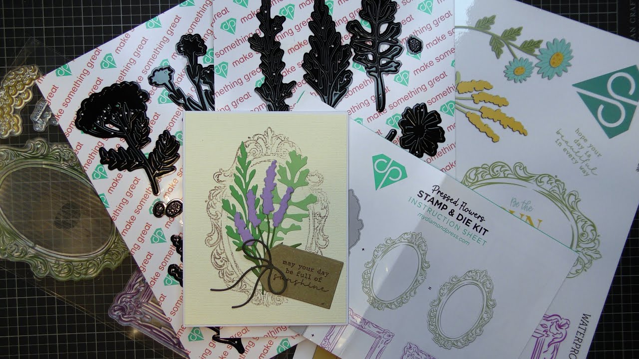 Diamond Press Pressed Flowers Stamp & Die Kit Review Tutorial!