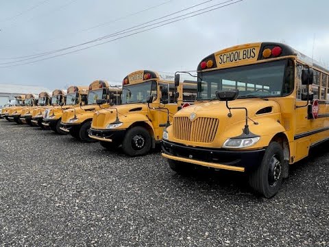 12 2015 International CE Full Size yellow American school buses for sale now in New Jersey