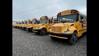 12 2015 International CE Full Size yellow American school buses for sale now in New Jersey