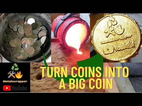Melting coins into a coin - Devil Forge - Sand casting - Melting Metal