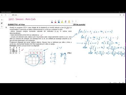 C++:  Generare matrice - Bac 2017, simulare, ses. specială
