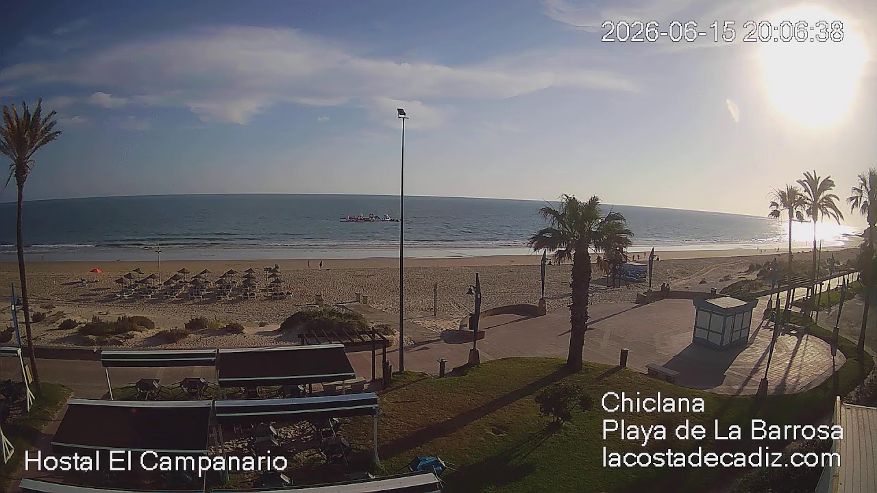 Live webcam view of La Barrosa Beach, Chiclana