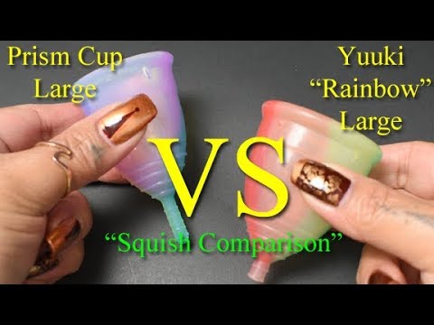 Prism Cup vs Yuuki Cup Rainbow Large "Squish" - Menstrual Cups