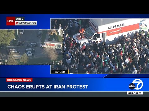Chaos erupts after U-Haul drives into crowd during anti-Iranian regime rally in LA