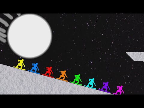 Stickman snowboarders survival race in Algodoo