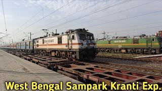 LHB coach & WEST bengal SAMPARK Kranti Exp. WAP-7 ELECTRIC Trains INDIAN RAILWAYS #train