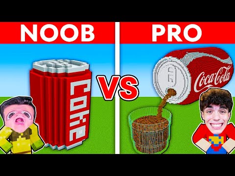 NOOB VS PRO: COSTRUIAMO LA COCA-COLA NELLA BATTAGLIA DI COSTRUZIONI su MINECRAFT!